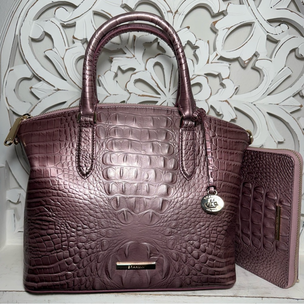 Brahmin Mellow Rose Duxbury Satchel & Suri Wallet SET $490